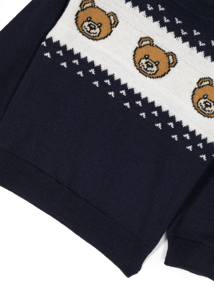 Maglione Girocollo in Lana Mista con OrsettI - immagine 4