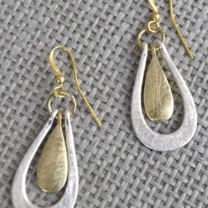 Orecchini double drops metallo bronzato rodiato nickel free