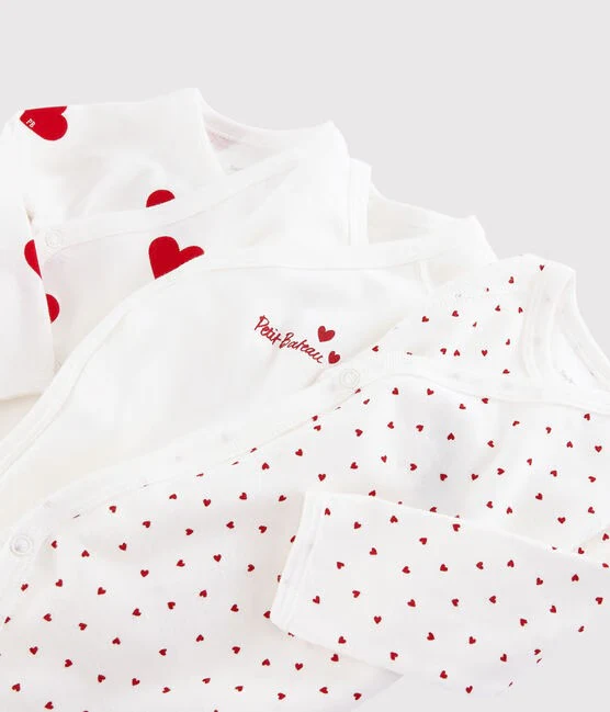 CONFEZIONE DA 3 BODY INCROCIATI CUORE ROSSO A MANICHE LUNGHE NEONATO - immagine 4