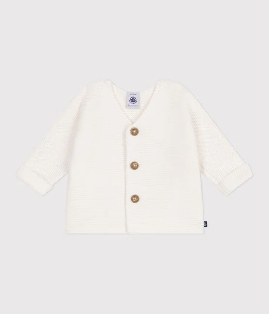 CARDIGAN IN MAGLIA DI COTONE A PUNTO LEGACCIO NEONATO