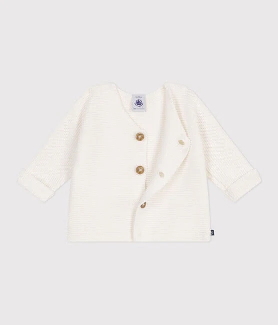 CARDIGAN IN MAGLIA DI COTONE A PUNTO LEGACCIO NEONATO - immagine 3