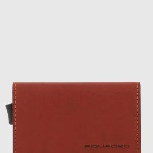 Porta carte Piquadro Black Square in metallo con sliding system