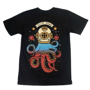 t shirt casco sub polpo going down