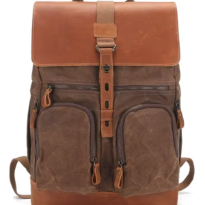 Zaino vintage canvas wax leather computer pocket