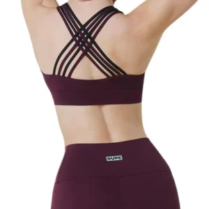 Top Intrecciato Donna Yoga e Climbing in Lycra Bordeaux - Rupe Clothing