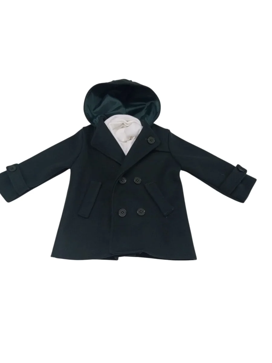 Cappotto doppiopetto con cappuccio verde bimbo - immagine 2