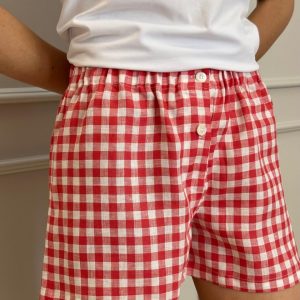 SHORTS DONNA LINO QUADRO ROSSO