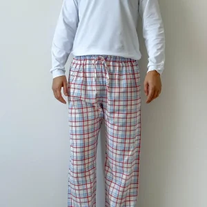 PANTALONI UOMO SCOZZESE AZZURRO/ROSSO