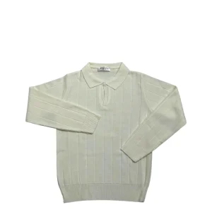 Polo Bimbo In Maglia 045 Manica Lunga Bianca
