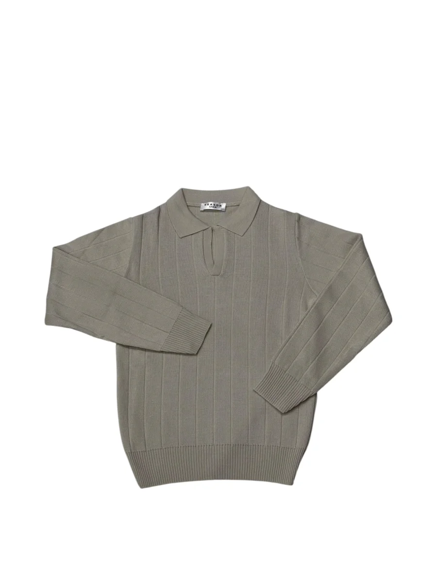 Polo Bimbo In Maglia 045 Manica Lunga Beige