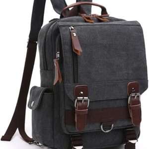 Zaino canvas vintage con bretelle convertibili in monospalla